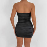 KYLETHOMASW  -  European American Sexy Fashion Dress Pleated Ribbon Off-shoulder Chest-wrapped New Women's Dress