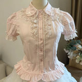 KYLETHOMASW  -  Japanese Lolita Court Style Women Tops Subcultural Bow Lace Shirts Female Y2k Cute Casual Korean Fashion Blouses Woman Clothes