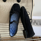 KYLETHOMASW  -  Sweet Butterfly Knot Stripe Design Mary Jane Shoes Women Comfortable Suede Elastic Band Casual Flats Elegant Brand Designer Shoe