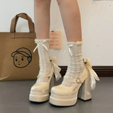 KYLETHOMASW  -  Night Club Platform Women Lolita Pumps Fashion Butterfly-knot High Heel Shoes New Spring Autumn Ladies Stripper Party Shoes