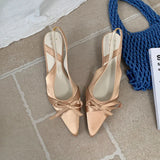 KYLETHOMASW  -  Fashion Butterfly-Knot Women Medium Heels Pumps Shoes Female Slingbacks Footwear Shallow Ladies Thin Heels Shoes Sandals