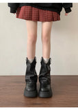 KYLETHOMASW  -  Autumn Women's Knee High Boots Western Round Toe Long Boots Women Western Shoes Chunky Heel Platform Women