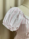 KYLETHOMASW  -  Pink Striped T-Shirt Shorts Set Women Buttons Lace-up Puff Sleeve Top+Ruffles Drawstring Short Pants Cotton Pajama 2 Piece Sets