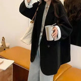KYLETHOMASW  -  Laid-back Korean Style plus Size Women's Suit Jacket Casual Elegant Spring Autumn Long Fashionable Fibre Blend Fabric