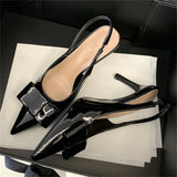 KYLETHOMASW  -  New Fashion Butterfly-kont Patent Leather Women Pumps Shoes Sexy Thin High Heels Pointed Toe Striptease Sandals