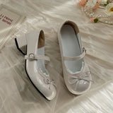 KYLETHOMASW  -  Round Toe JK Women Mary Jane Shoes Ladies Concise Outdoor Butterfly-knot Pumps Spring Autumn Women's Leather Shoes