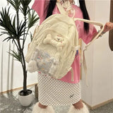 KYLETHOMASW  -  Bear Bone Lace Mochila Spice Girl Backpack High Capacity Bag Original Commuter Mochilas Mujer Y2k Harajuku Bags for Woman
