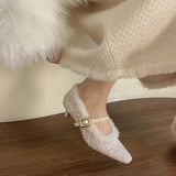 KYLETHOMASW  -  New Style Women Pumps for Women  Wear Cashmere Warm Fine Heel Commuter High Heel Single Shoes