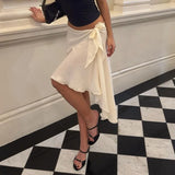 KYLETHOMASW  -  Irregular Skirts Women Bandage Sexy Elegant Solid Fashion French Style Chic Temperament Ladies Skirt Casual Party