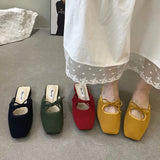 KYLETHOMASW  -  Summer 2025 New Women Flat Slipper Fashion Square Toe Slip On Mules Shoes Soft Flat Heel Outdoor Dress Sandal Slides New Woman