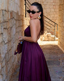 KYLETHOMASW  -  French Fashion Ladies Lazy Satin Pleated Suspender Dress Women Ins Blogger Retro Evening Dresses Party Dresses Vestidos