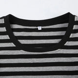 KYLETHOMASW  -  Fashion striped contrasting round neck basic long sleeved spicy girl slim fit versatile slimming casual short top