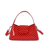 KYLETHOMASW  -  Women Sweet Polka Dot Patent Leather Underarm Bag Small Flap Design Single Short Handle Shoulder Bags Cute Daily Dating Handbags