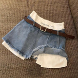 KYLETHOMASW  -  Women High Waist Denim Skirts Summer Korean Fashion Patchwork Mini Skirts Streetwear Female Casual Tassels Jeans Skirts