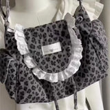KYLETHOMASW  -  Korean Sweet Lovely Floral Tote Bag Women Lace Large Capacity Canvas Shoulder Bag Ladies Harajuku Gentle Versatile Underarm Bags