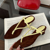 KYLETHOMASW  -  Spring Summer Female Flip flops Women Heeled Slippers Sandals Pumps Fashion Pointed Toe Ladies Low Heel Slides Slippers Shoes