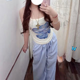 KYLETHOMASW  -  Summer Hot Retro American Lazy Style Straight Tube Loose Mid Low Waist Drawstring Plaid Casual Pants Women