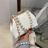 Kylethomasw Summer HandBag Stylish Pearl Clutch Fashion Crossbody Bags For Women Simple Clip Casual Women's Shoulder Bag Frame Quilted