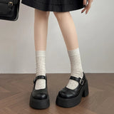 KYLETHOMASW  -  New Spring Vintage Platform Thick Bottom Women Mary Jane Shoes Shallow Round Toe Shoes Elegant Party Leather Shoes