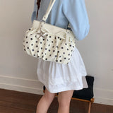 KYLETHOMASW  -  Women's Small Polka Dot Ruched Bow Shoulder Bag Sweet Retro Aesthetic Daily Dating Shopping Underarm Bag New Trend Handbags