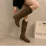 KYLETHOMASW  -  Autumn Winter Vintage Woman Knight Knee High Boots Shoes Ladies Concise Slip On Western Cowboy Botas