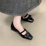 KYLETHOMASW  -  French Square Toe Block Heel Bow Shallow Single Shoes for Women New Spring and Summer Mary Jane Shoes