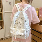 KYLETHOMASW  -  Polka Dot Bag Lace Bandage Bow Mochila Preppy Style Mochilas Mujer Fresh Fashion Backpacks Travel Backpack Bolsas Feminina