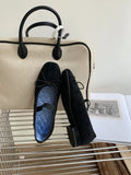 KYLETHOMASW  -  Sweet Butterfly Knot Stripe Design Mary Jane Shoes Women Comfortable Suede Elastic Band Casual Flats Elegant Brand Designer Shoe