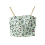 KYLETHOMASW  -  Hot Girl French Retro Gentle Style Embroidery Small Floral Camisole Women Summer High Waist Slim Short Sling Tops with Chest Pad