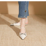 KYLETHOMASW  -  Low Shoes Ladies' Slippers Pointed Toe Butterfly-Knot Flat Spring PU Rubber Strange Style  Shoes Woman Butterfly-Knot Slipp