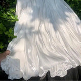 KYLETHOMASW  -  Summer Sweet Bubble Skirt Women Elegant Elastic Waist Pleated Solid Color Long Skirts Luxury Shiny Voile Party Faldas Mujer K993