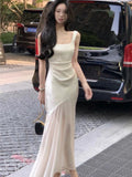 KYLETHOMASW  -  Women Elegant  Mermaid Dress Summer New Fashion Beige Vestidos Female Bodycon Dresses Prom Evening Party Fashion Clothing
