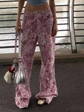 KYLETHOMASW  -  Y2k American Loose Slim Women Jeans High Waist Pink New Straight Pants Female Chicly Fashion Street Casual Woman Jeans