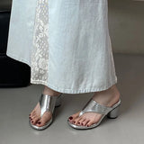 KYLETHOMASW  -  Red Footwear Fashion Round Heels Ladies Slippers Female Flip flops Elegant Women Heeled Slippers Sandals Slides Shoes Pumps