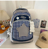 KYLETHOMASW  -  High-capacity Transparent Star Dot Ita Bags Sweet Y2k Aesthetic Ins Students Backpacks Contrast Color Patchwork Women Schoolbags