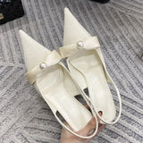 KYLETHOMASW  -  High Quality Satin Bow Pumps Women Sexy Pointed Toe Thin Heeled Backless Dress Shoes Fashion Brand Designer Shallow Mouth Sandal