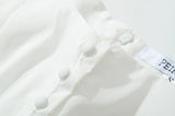 KYLETHOMASW  -  Sexy White Embroidery Floral Low Waist Mini Tank Dress Women Open Buttons Neck Bodycon Sleeveless Ruched Hem Swing Party Robe
