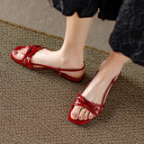 KYLETHOMASW  -  Summer Gladiator Women Sandals Casual Open Toe Red Patent Leather Shoes Ladies Elegant Flats Sandalias