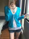 KYLETHOMASW  -  Harajuku Lace Up Cardigan Women Long Sleeve Blue Knit Sweater Y2k Japanese Vintage Tops 2000s Streetwear Cardigans Coat