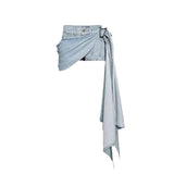 KYLETHOMASW  -  Summer Fashion Irregular Denim Skirt Women Sexy Spicy Girl Jean Skirt Y2k Beaded Club Party Short Skirt Streetwear Jupe 706A