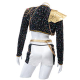 KYLETHOMASW  -  Rumi Cosplay Costume Wig Shoes Black Coat Singing Suit Song-Promotion Costume Women Halloween Party Role Playing Outfit