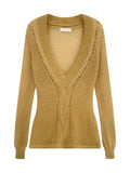 KYLETHOMASW  -  Korean V Neck Long Sleeve Solid Slim All Match Hollow Out Knitted Casual T-Shirts