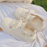 KYLETHOMASW  -  Hot-Selling Thick-Soled Canvas Shoes Summer Thin Embroidered Flower Casual Sports Sneakers Versatile White Shoes