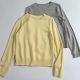 KYLETHOMASW  -  Japanese Minimalist Round Neck Pullover Top Sweater Autumn Solid Color Lazy Long Sleeved Knitwear Sweater Women
