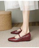 KYLETHOMASW  -  mary janes shoes woman height increasing flats soft leather ankle belt mocasines women elevator shoes zapatos de mujer 2025
