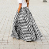 KYLETHOMASW  -  Y2k Elegant New Fashion Women Skirts Vintage Plaid Check Elastic Waist Long Skirts Zipper Pleated Bohemian Casual Pockets Skirts