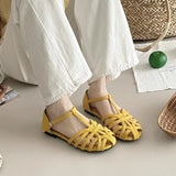 KYLETHOMASW  -  Summer Fashion Weaving Hollow Flat Bottom Baotou Comfortable Soft Bottom Sandals for Women's Casual Versatile Sandals