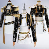 KYLETHOMASW  -  Rumi Zoey Mira Cosplay , Costume Wig Women Black Golden Suit Halloween Party Role Playing Outfit