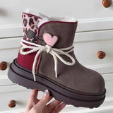 KYLETHOMASW  -  Winter Women Snow Boots Platform Warm Fur Casual Outdoor High Top Shoes Heart Design Plush Ankle Boots High Quality Cotton Shoes
