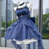 KYLTHOMASW  - Japan Lolita Blue Princess Feeling Light Gift Princess Lolita Dress Cute Women Trail Heavy Industry Pengpeng Lady Vestidos